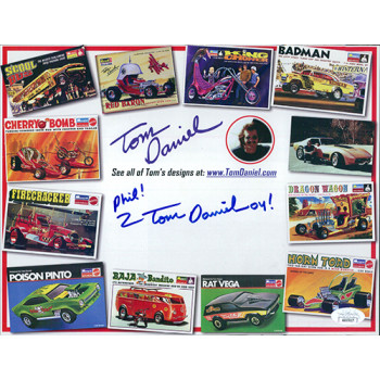 Tom Daniel Model Car Designer Signed 8.5x11 Cardstock Photo JSA Authenticated