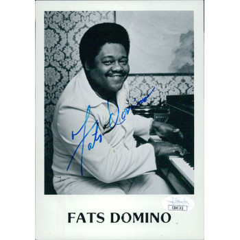 Fats Domino Piano Musician Signed 5x7 Cardstock Photo JSA Authenticated Creased