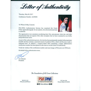 Carrie Fisher Star Wars Signed 11x14 Matte Photo PSA Authenticated