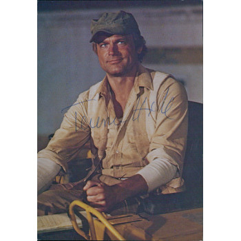 Terence Hill I'm for the Hippopotamus Signed 4x5.5 Cardstock Photo JSA Authen