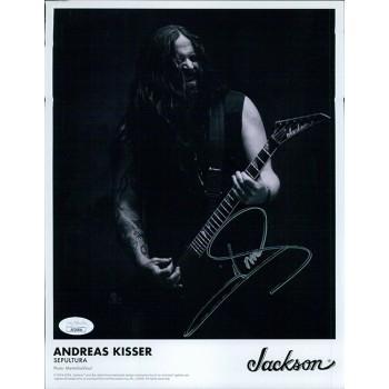 Andreas Kisser Guitarist Signed 8.5x11 Cardstock Promo Photo JSA Authenticated Andreas Kisser Guitarist Signed 8.5x11 Cardstock Promo Photo JSA Authenticated