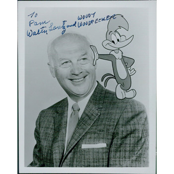Walter Lantz & Woody Woodpecker Signed 4x5 Photo Card JSA Authenticated Walter Lantz & Woody Woodpecker Signed 4x5 Photo Card JSA Authenticated