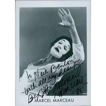 Marcel Marceau Mime Bip The Clown Signed 5x7 Glossy Photo JSA Authenticated