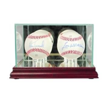 Deluxe real glass double baseball display