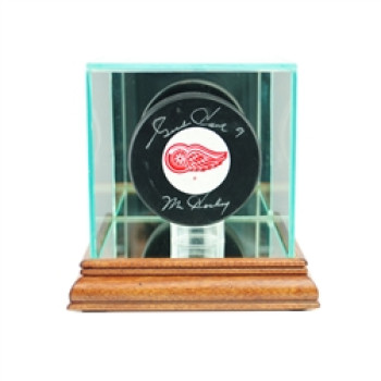 Deluxe real glass hockey puck display