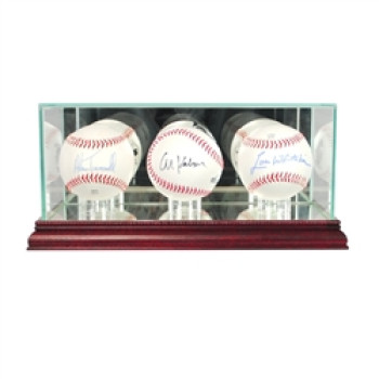 Deluxe real glass triple baseball display Deluxe real glass triple baseball display