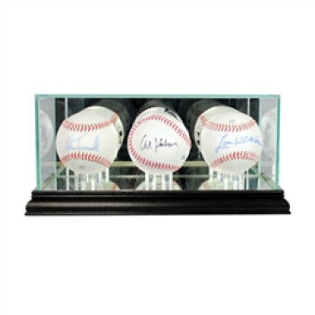 Deluxe real glass triple baseball display Deluxe real glass triple baseball display
