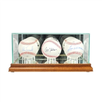 Deluxe real glass triple baseball display Deluxe real glass triple baseball display