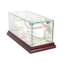 Deluxe real glass triple baseball display