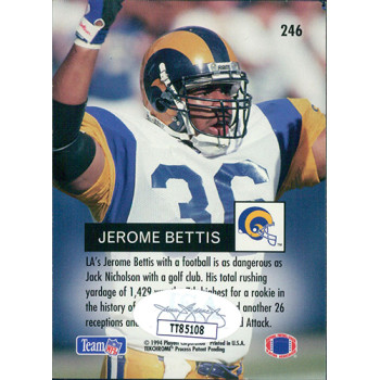 Jerome Bettis Los Angeles Rams Signed 1994 Playoff Card #246 JSA Authenticated Jerome Bettis Los Angeles Rams Signed 1994 Playoff Card #246 JSA Authenticated