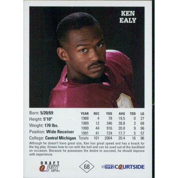 Ken Ealy Central Michigan Chippewas Signed 1992 Courtside Draft Pix Card #68