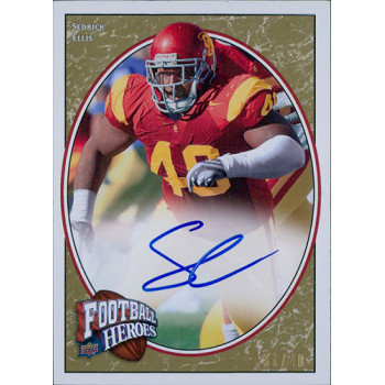 Sedrick Ellis USC Signed 2008 Upper Deck Football Heroes Gold Card #192 /40