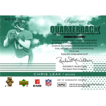 Chris Leak Signed 2007 SP Chirography Signature Quarterbacks Card #SQ-CL 24/50
