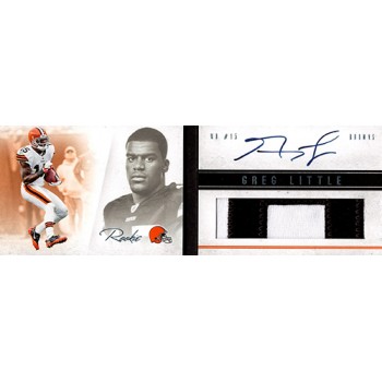 Greg Little Browns Signed 2012 Panini Playbook Rookie Patch Card 22/25 #114