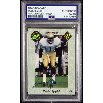Todd Lyght Signed 1991 Classic Draft Pick Card PSA Authenticated /1500