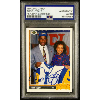 Todd Lyght Los Angeles Rams Signed 1991 Upper Deck Card #21 PSA Authenticated