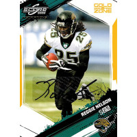 Reggie Nelson Jaguars Signed 2009 Score Inscription Gold Zone Card #140 25/50