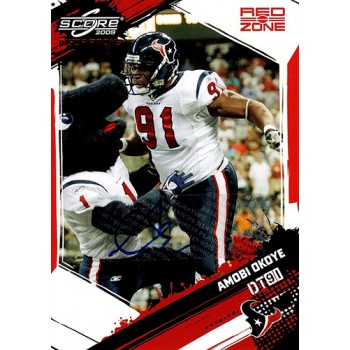 Amobi Okoye Houston Texans Signed 2009 Score Inscription Red Zone Card #112 /30