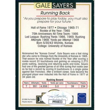 Gale Sayers Signed 1996 Jimmy Dean All Time Greats Card JSA Authenticated Gale Sayers Signed 1996 Jimmy Dean All Time Greats Card JSA Authenticated