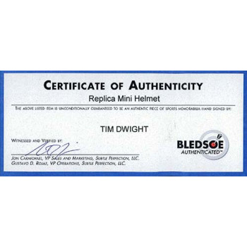 Tim Dwight Atlanta Falcons Signed Riddell Mini Helmet Bledsoe Authenticated