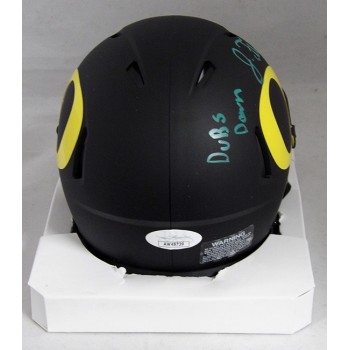 Justin Flowe Oregon Ducks Signed Mini Speed Helmet JSA Authenticated