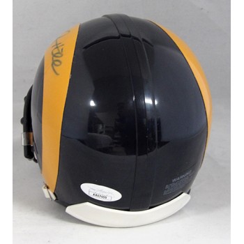 Jim Hill Sportscaster Football Player Signed Rams Mini Helmet JSA Authenticated