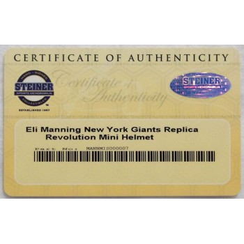 Eli Manning New York Giants Signed Mini Replica Helmet JSA Steiner Authenticated