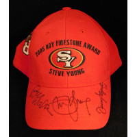 San Francisco 49ers Bill Walsh Steve Young Jesse Sapolu Signed Hat JSA Authentic