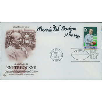 Morris Red Badgro Signed Tribute To Knute Rockne FDI Cachet JSA Authenticated