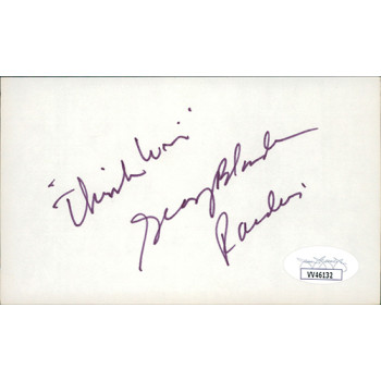 George Blanda Oakland Raiders Signed 3x5 Index Card JSA Authenticated