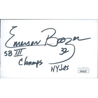 Emerson Boozer New York Jets Signed 3x5 Index Card JSA Authenticated