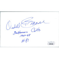 Ordell Braase Baltimore Colts Signed 3x5 Index Card JSA Authenticated