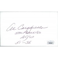 Al Carapella San Francisco 49ers Signed 3x5 Index Card JSA Authenticated