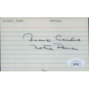 Frank Carideo Football Player Coach Signed 3x5 Index Card JSA Authenticated