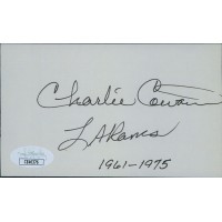 Charlie Cowan Los Angeles Rams Signed 3x5 Index Card JSA Authenticated