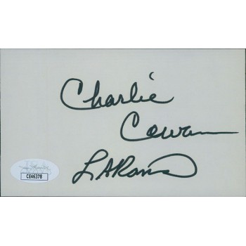 Charlie Cowan Los Angeles Rams Signed 3x5 Index Card JSA Authenticated