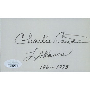 Charlie Cowan Los Angeles Rams Signed 3x5 Index Card JSA Authenticated