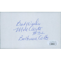 Mike Curtis Baltimore Colts Signed 3x5 Index Card JSA Authenticated
