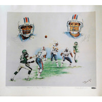 Miami Dolphins Dan Marino and Mark Clayton Signed Lithograph UDA Authenticated
