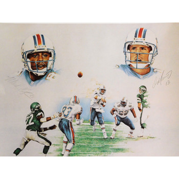 Miami Dolphins Dan Marino and Mark Clayton Signed Lithograph UDA Authenticated