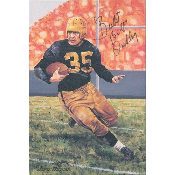 Bill Bullet Dudley Signed Goal Line Art Hall of Fame Postcard JSA Authenticated