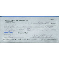 Weeb Ewbank New York Jets Signed Cancelled Check JSA Authenticated Weeb Ewbank New York Jets Signed Cancelled Check JSA Authenticated