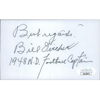 Bill Fischer Notre Dame Fighting Irish Signed 3x5 Index Card JSA Authenticated