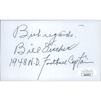 Bill Fischer Notre Dame Fighting Irish Signed 3x5 Index Card JSA Authenticated Bill Fischer Notre Dame Fighting Irish Signed 3x5 Index Card JSA Authenticated