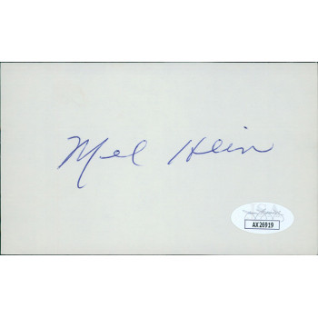 Mel Hein New York Giants Signed 3x5 Index Card JSA Authenticated