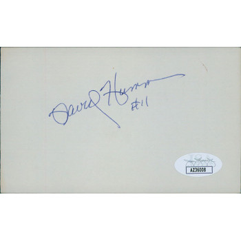 David Humm Oakland Raiders Signed 3x5 Index Card JSA Authenticated
