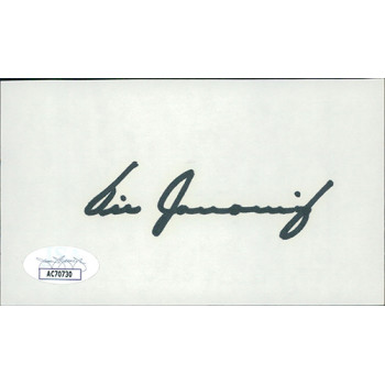 Vic Janowicz Redskins Pirates Signed 3x5 Index Card JSA Authenticated