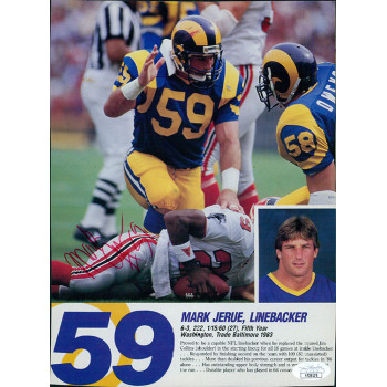 Mark Jerue Los Angeles Rams Signed 7.5x10 Cut Magazine Page JSA Authenticated Mark Jerue Los Angeles Rams Signed 7.5x10 Cut Magazine Page JSA Authenticated