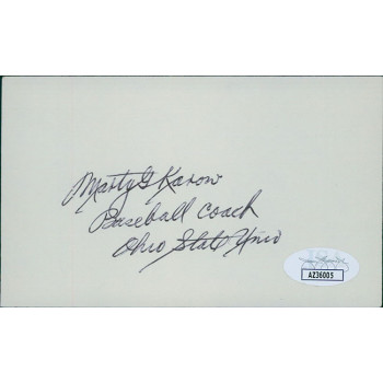 Marty Karow Ohio State Buckeyes Signed 3x5 Index Card JSA Authenticated