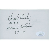 Howard Kindig Miami Dolphins Signed 3x5 Index Card JSA Authenticated